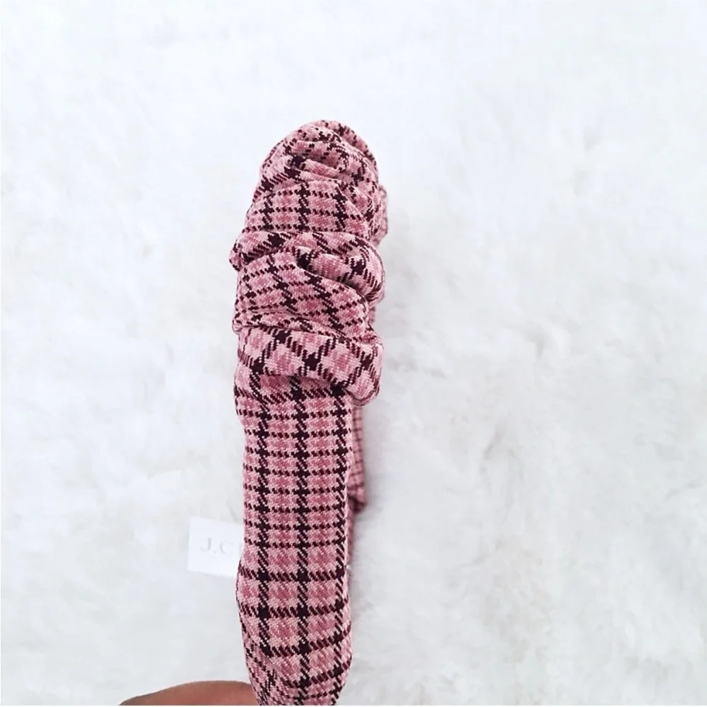 J. Crew Pink Plaid Checkered Scrunchie Women’s Headband